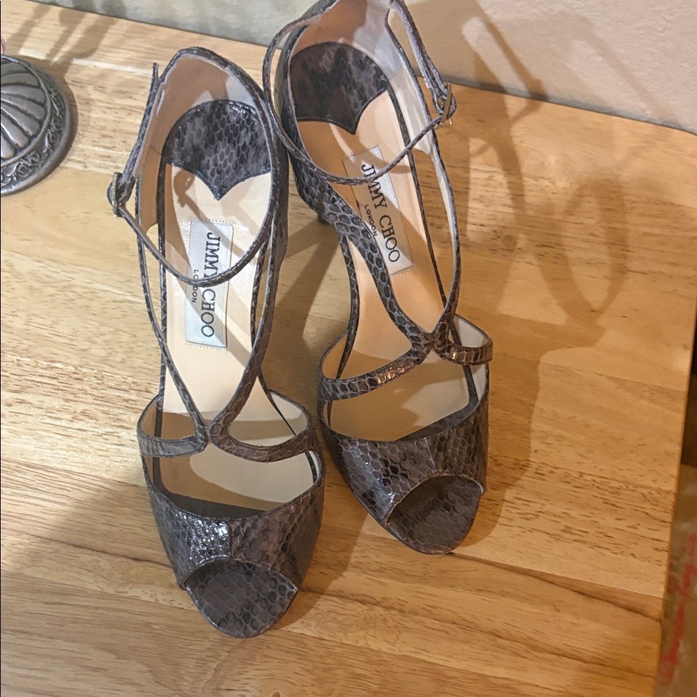 Jimmy Choo Black Snakeskin Heels